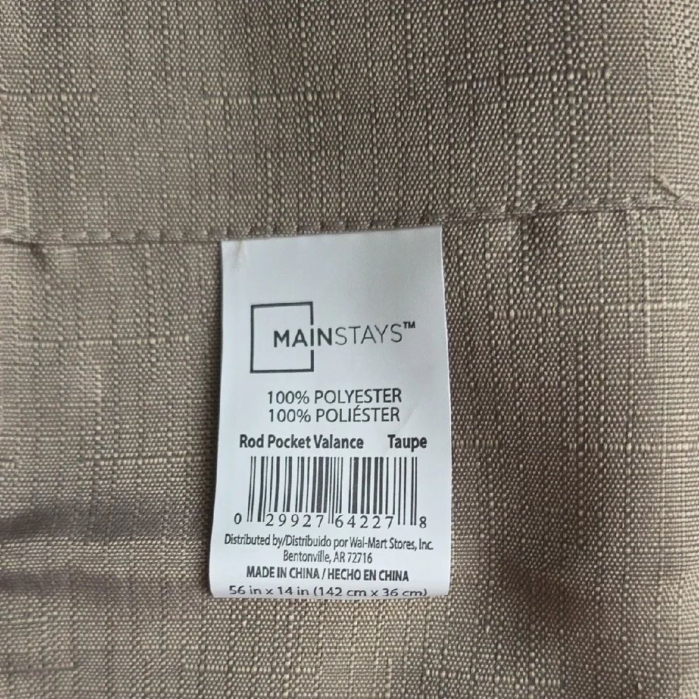 Mainstays Taupe Rod Pocket Valance